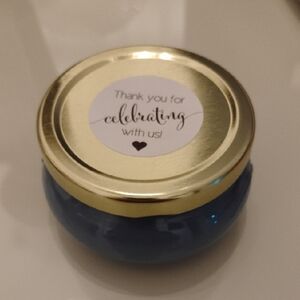 Elegant Blue Candle w/Gold Lid-NWT